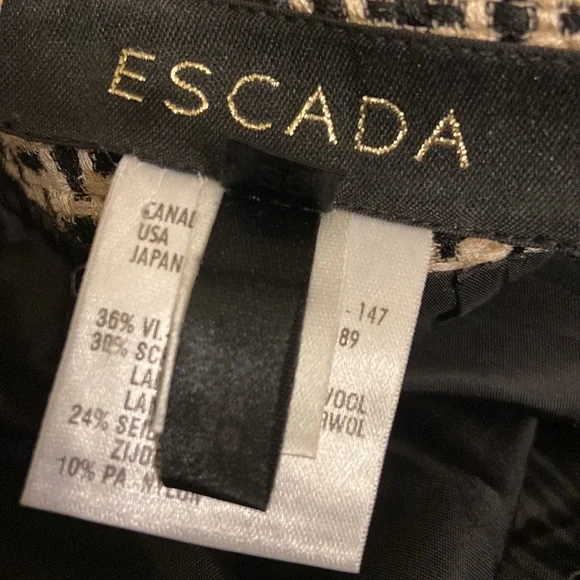 Escada Women’s Pull On Zip Tan and Black Tweed Lined Skirt. - Picture 6 of 10